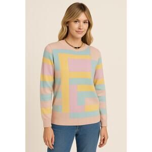 Avara Pastel Colorblock Soft Knit Sweater Small Lightweight Multicolor. Sale!!
